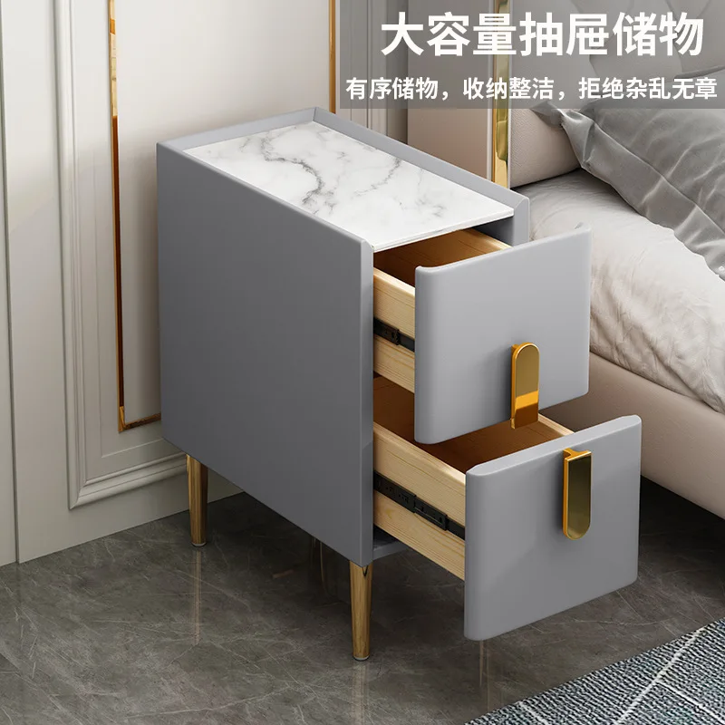 bedside table small ultra-narrow new all-solid wood smart hotel hotel bedside table storage