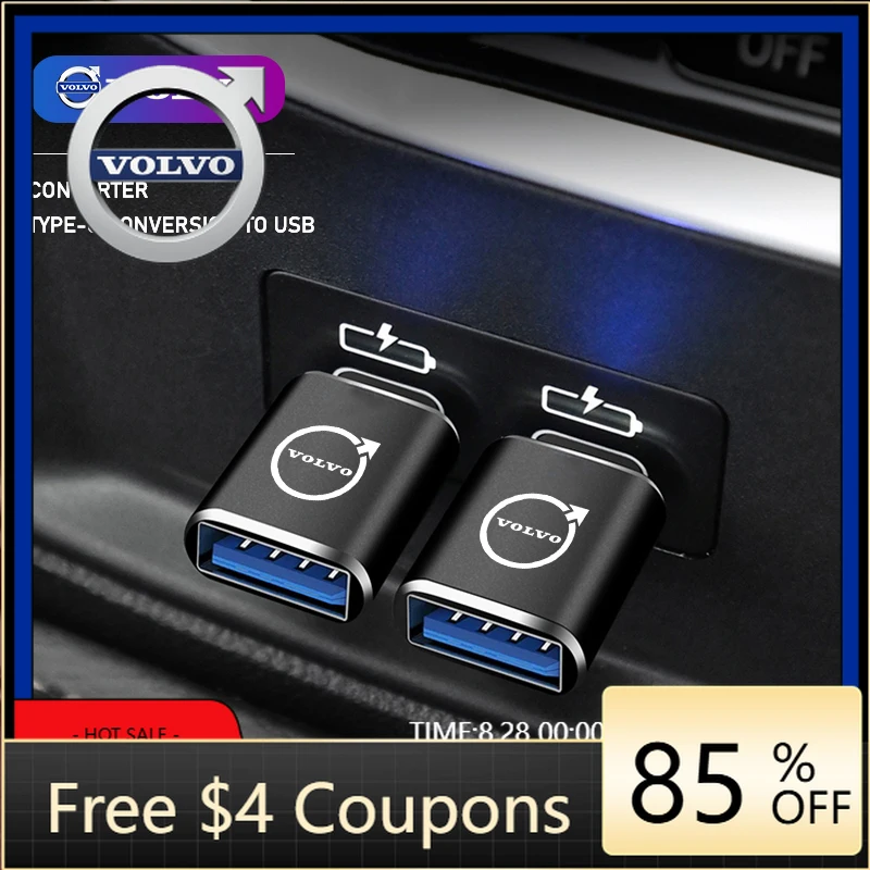 

Cup Holders 2026 Hot New Volvo Type-C To USB Adapter Car Fast Charging Cable Converters For XC90 V90 V60 XC60 V40 EC40 EX40 S80