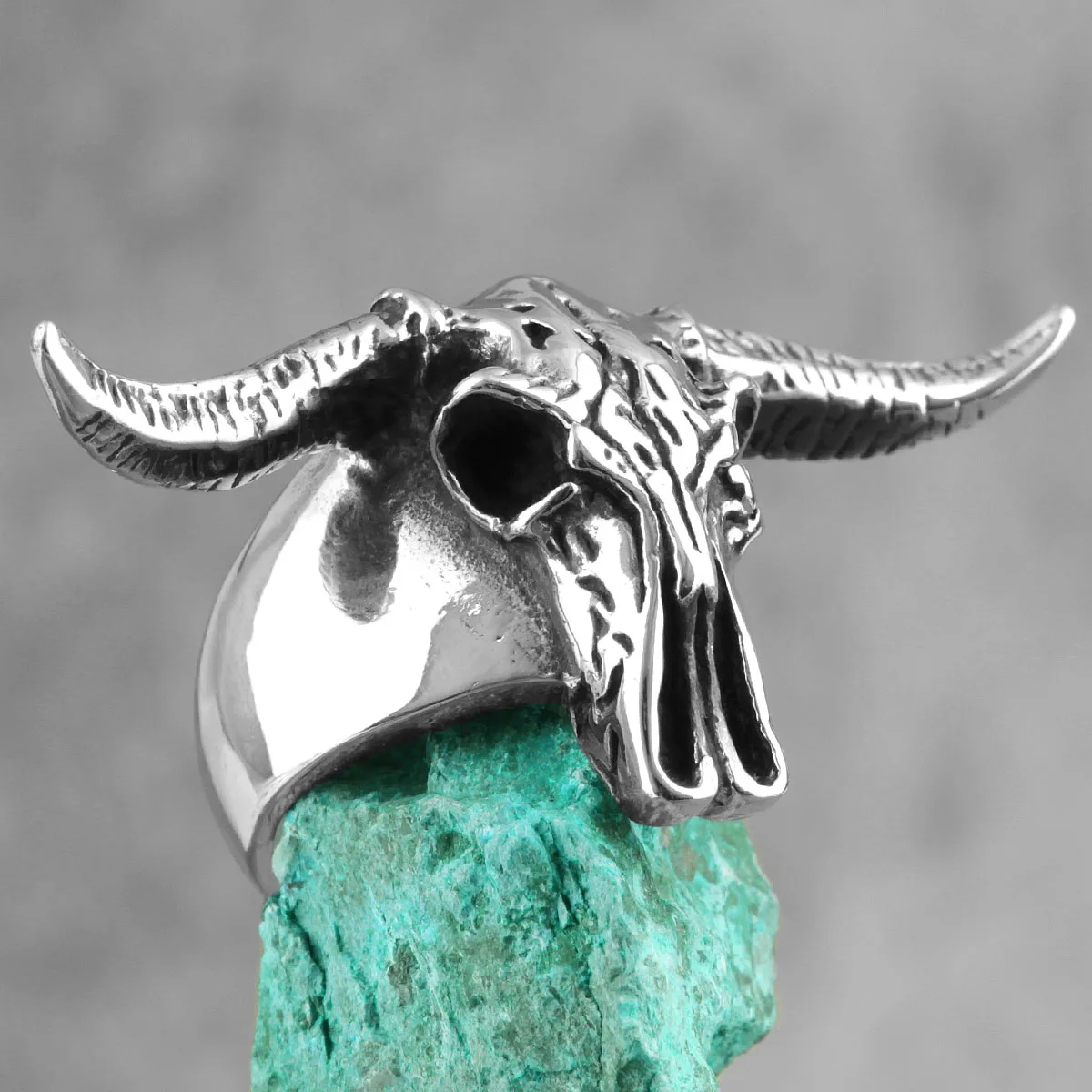 Satan Ram Aries Sheep Skull Stainless Steel Mens Rings Punk Vintage For Male Boyfriend Biker Jewelry Creativity Gift Wholesale