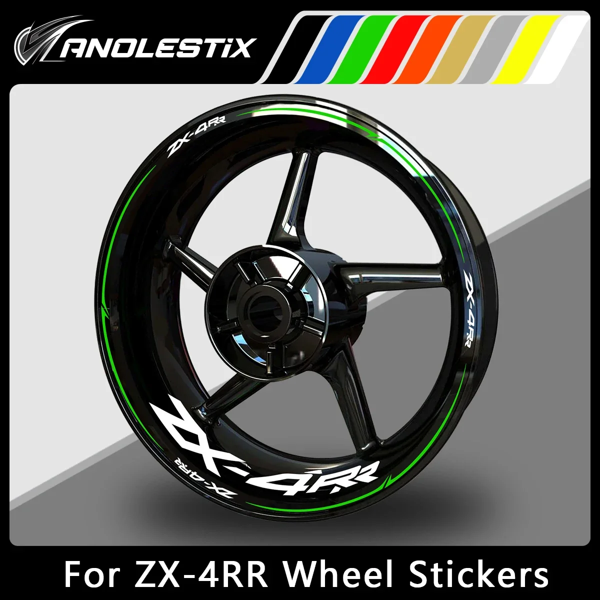 AnoleStix Reflective Motorcycle Wheel Sticker Hub Decal Rim Stripe Tape For Kawasaki Ninja ZX-4RR ZX4RR