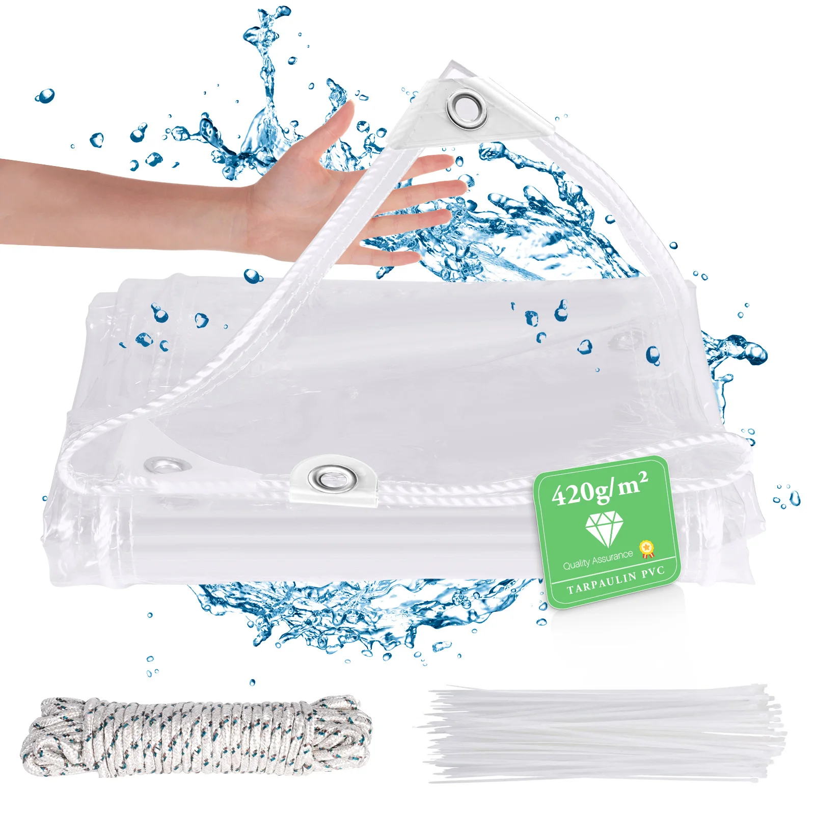 جديد شفاف القماش المشمع الثقيلة قماش القنب 420 جرام/م2 بولي كلوريد الفينيل واضح مقاوم للماء القماش المشمع متعددة الأغراض قماش القنب غطاء ورقة حديقة في الهواء الطلق #1