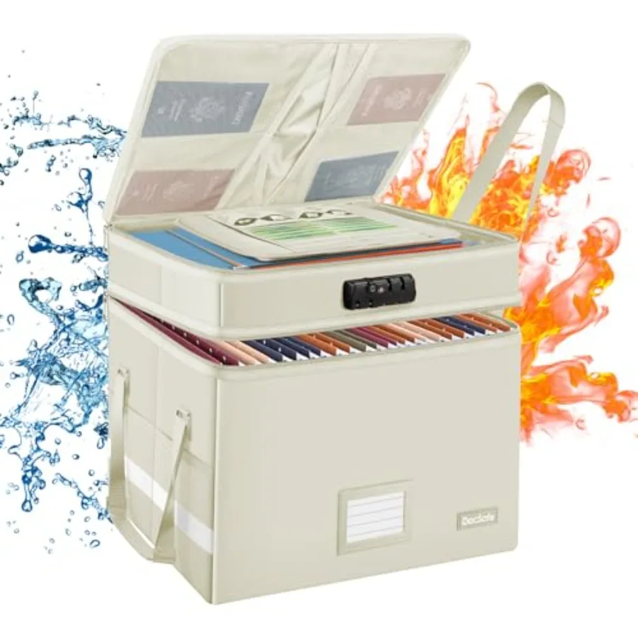 

Огнестойкий многослойный короб для документов с замком, складной органайзер для хранения файлов с карманами и ручкой, большой портативный для дома