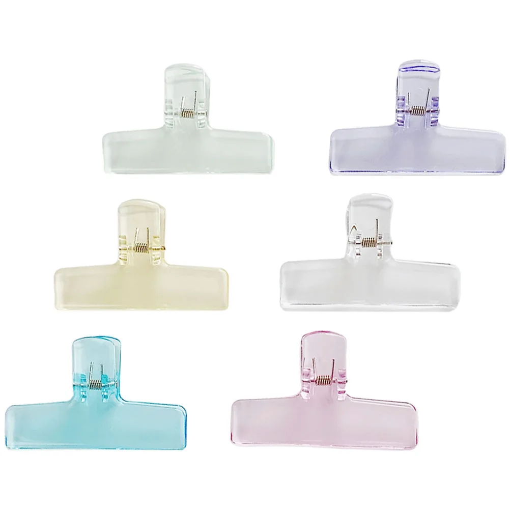

6pcs Binder Clips for Paper Files Documents Storage Large Stationery Clamps Office School Supplies Transparent Acrylic Pink
