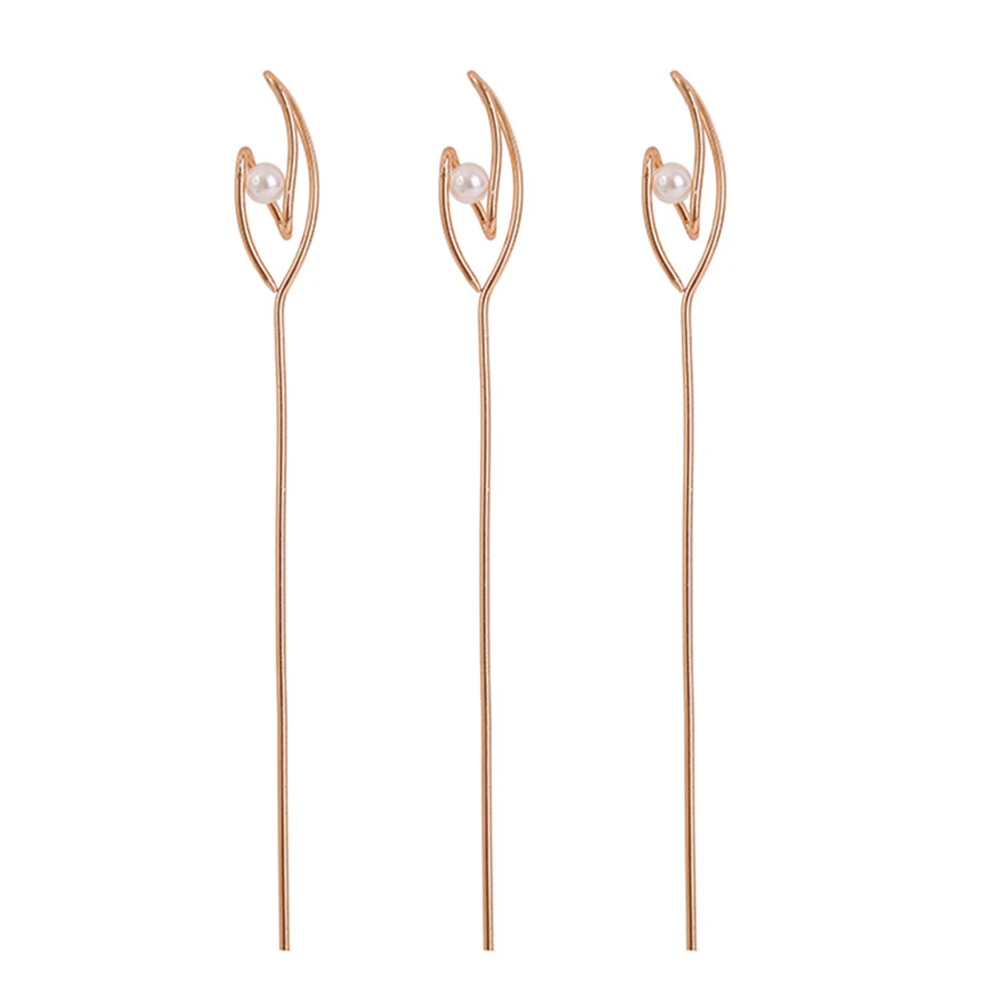 

3pcs Zinc Accessories Alloy Pearl Vintage Hair Sticks for Long Thin Hair Party Dance Travel Daily Use Accessories