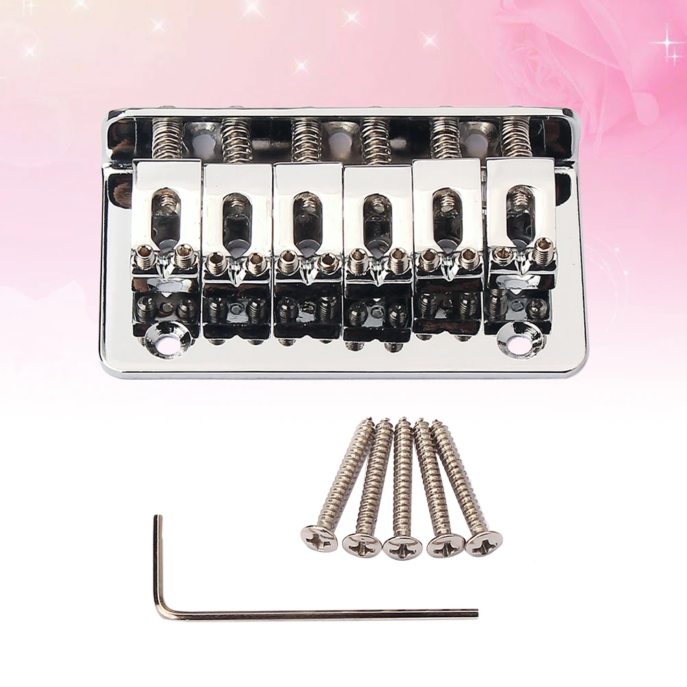 

1Set 6 String Metal Saddle Bridge 73mm Silver Precisely Shaped for Ukulele Guitar Easy Mount Vintage Look Guitar Bridge