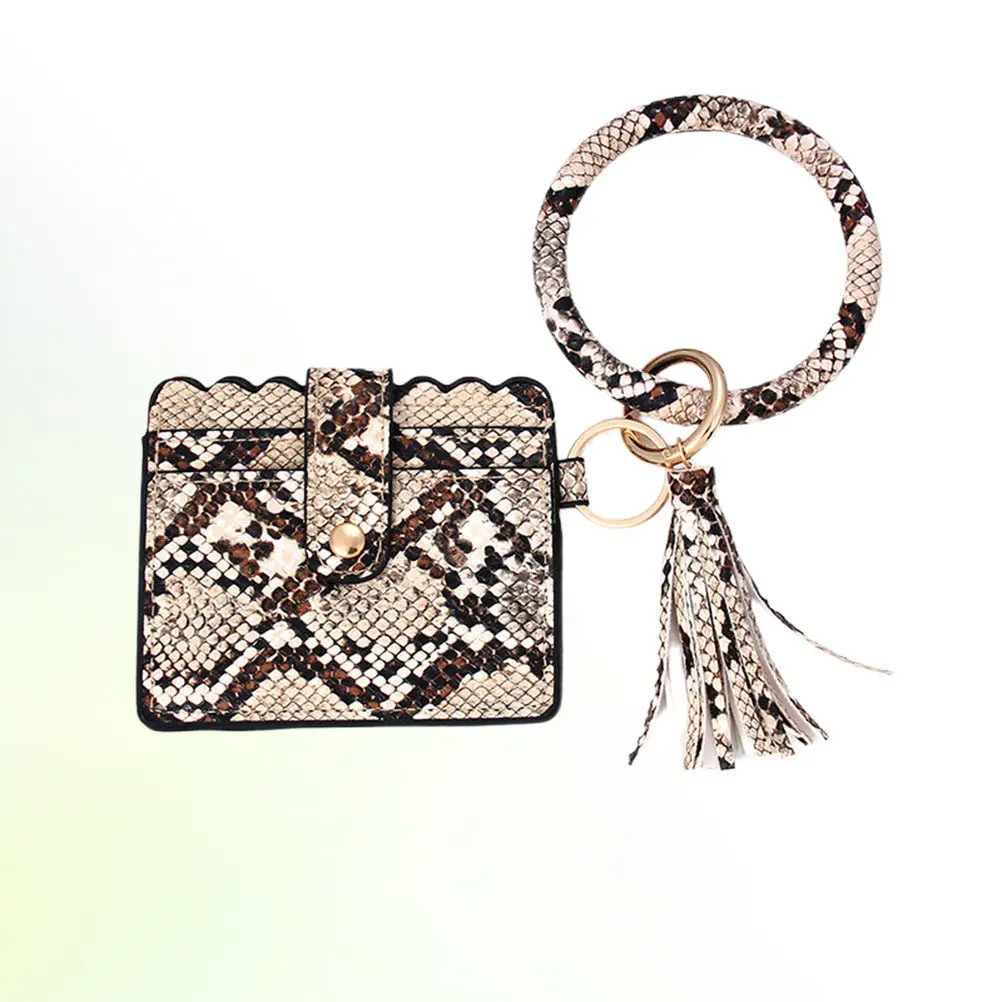 Flow Tassel Bracelet Key Chain Bag Coffee Yellow Multifunction Holder Change Purse Coin Purse for Girls Women Bag