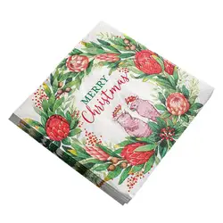 Christmas Paper Napkins 20x Merry Christmas Decorative Holiday Party Napkins Red Green Wreath Christmas Guest Napkins For Party