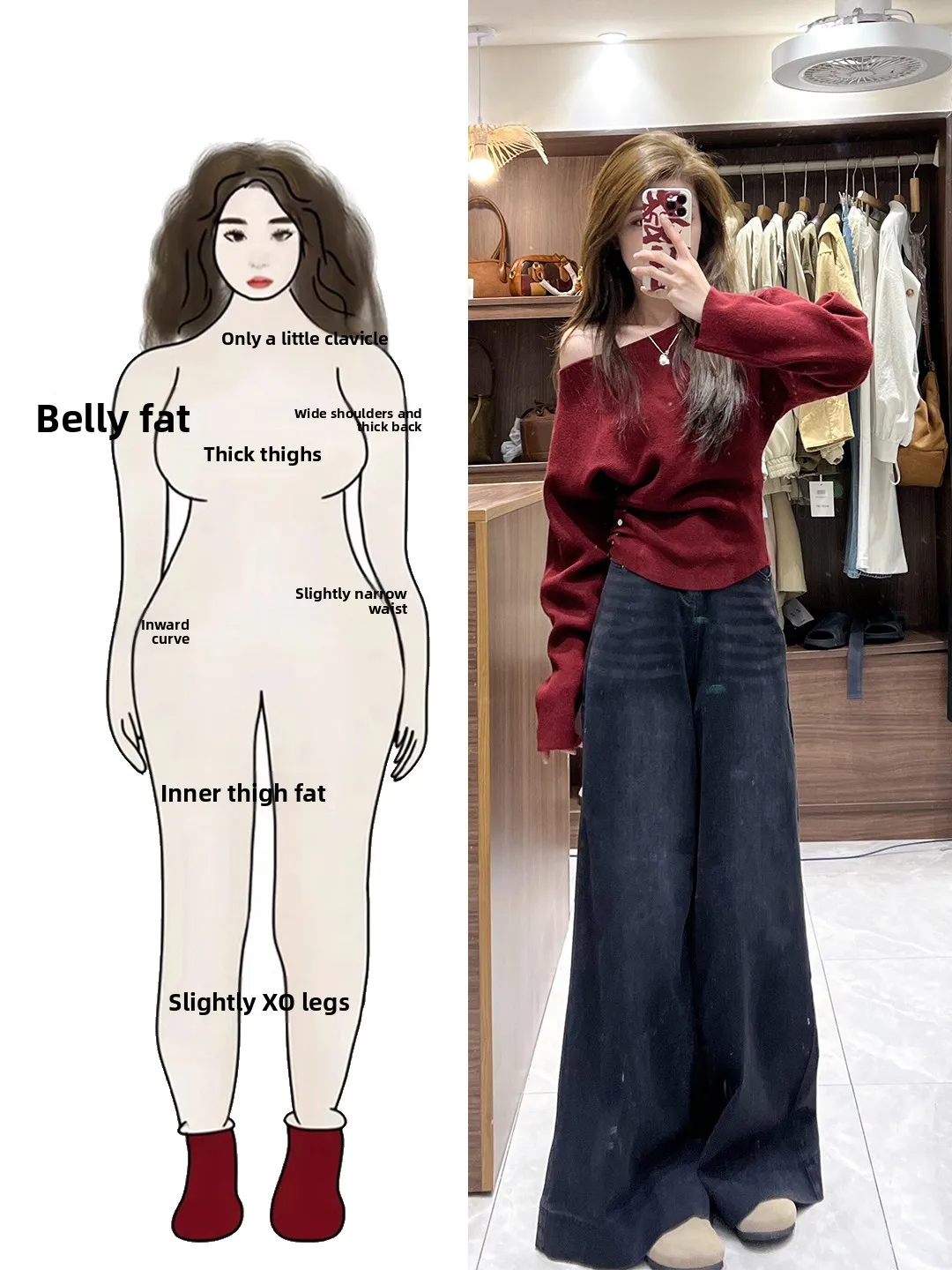 

Spring Faion plus Size Knit oulder Bared Wide Leg Jeans Set for Women Red Color Casual Sle Long Sve round Ne Top