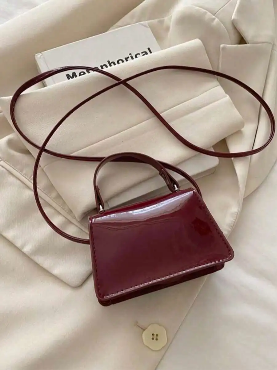 Schicke Glänzende Mini-Klapptasche, Abnehmbarer Riemen Crossbody Schultertasche, Modische Vielseitige Alltags- und Arbeitshandtasche für den Arbeitsweg – Detail 7