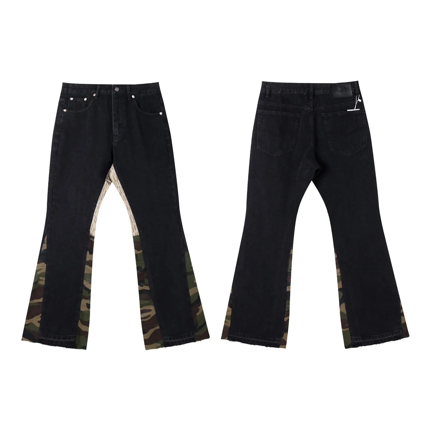 Gallery dept American style camouflage stitching jeans high street straight micro flared pants