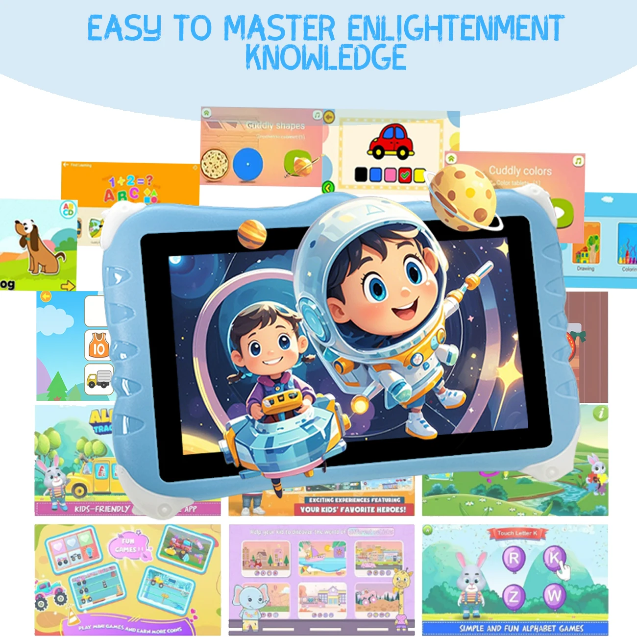 Kidsren-Tablettes pour enfants âgés de 7 pouces, logiciel dos pré-installé pour améliorer le logiciel dos de Kidsren, prend en charge le WiFi et les caméras touristiques, est un bon choix pour un cadeau