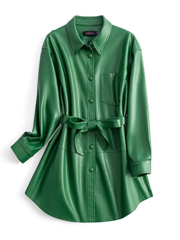 Xu Lu Yang Mi Real Leather Jaet Women's Mid-Length Premium Feel 2025 Spring Autumn New Lamb Skin Coat Commute Sle Loose Fit