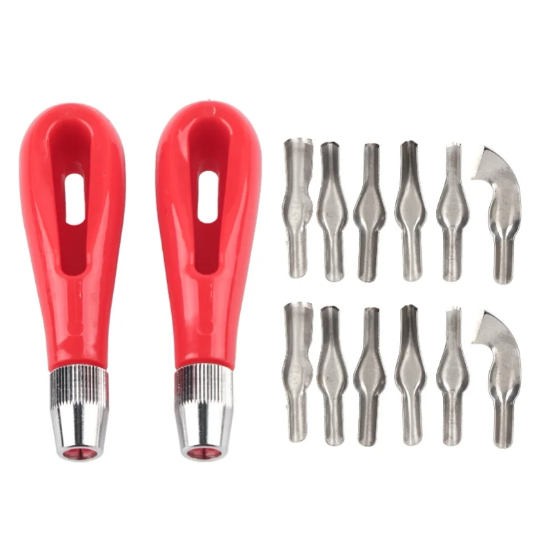 

2 Set Wood Block Carving Knife Fine Art Painting Woodcarver Tool Plastic Stainless Steel