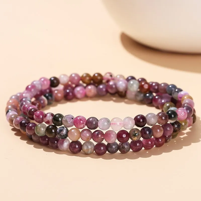 JD Natural Muticolor Tourmaline Multi-Layer Bracelet Women Fashion Small Bead 3 4mm Reiki Healing Energy Strand Bracelet Jewelry view 5