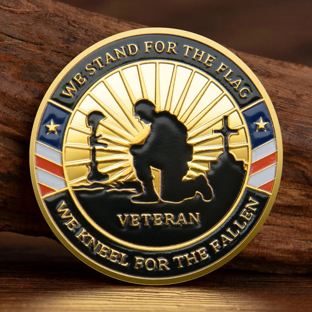 Always Remember Proudly Served Gold Plated Souvenir Coin We Stand for The Flag Collection Coin