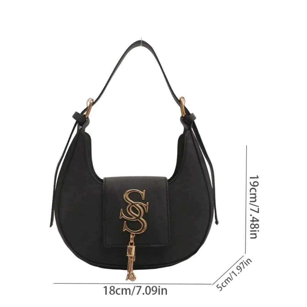 Mode Koreanischen Stil Buchstaben Unterarm Tasche PU Leder Handtasche Schulter Tasche Reine Farbe Große Kapazität Crescent Tasche Mädchen