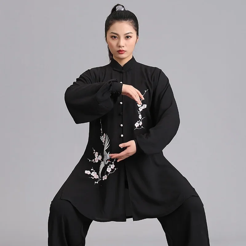 Tai Chi Clothing Women Taiji Kung Fu Uniforms Chinese Style Embroidery Clothing Shaolin Wushu Morning Exercise Costumes 12583