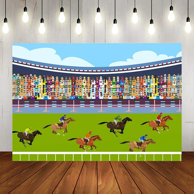 Horse Racing Decoration Kentucky Derby Party Backdrop Banner  Birthday Baby Shower Party Turf Racetrack Photographic Background