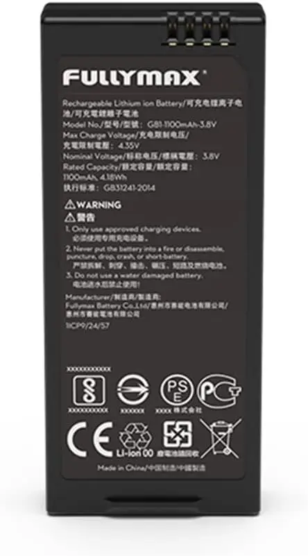 Batteria di volo Tello per accessori per batterie Ryze Tech Tello Dro Ne 1100mAh 3,8 V, nera