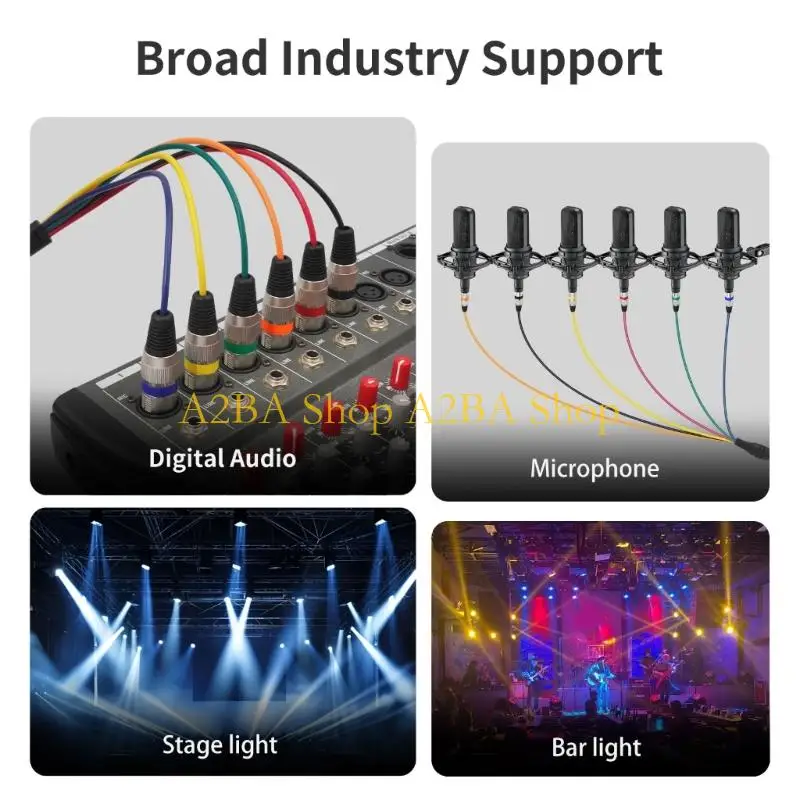 A2BA Grouped Sound Cable with Six Color-Indexed 3-Pin XLR Male and Female Fittings, Molded Fan-Out Ends for Stage Equipment