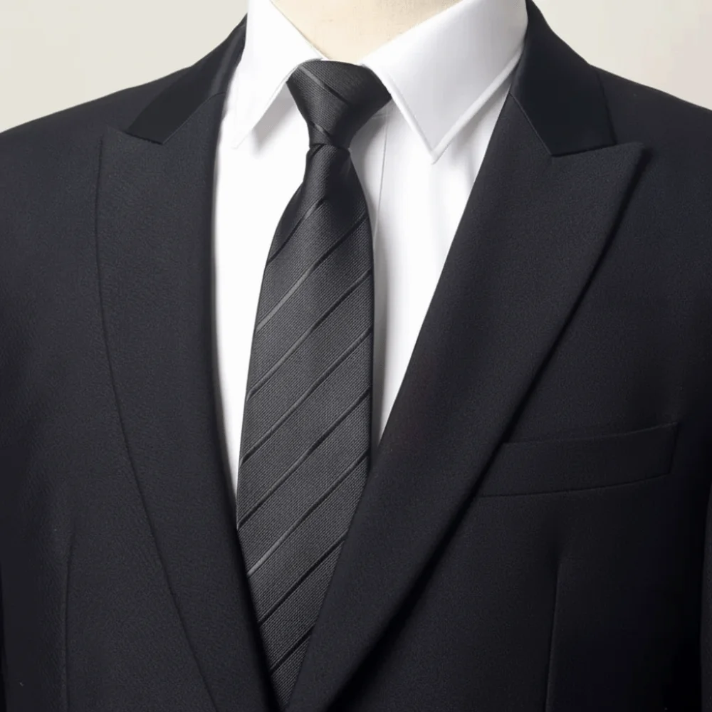 بسيطة بلون أسود ربطة العنق المشارب الجاكار الرجال ربطة العنق قابل للتعديل اليد تعادل الرجعية Cravat الأعمال