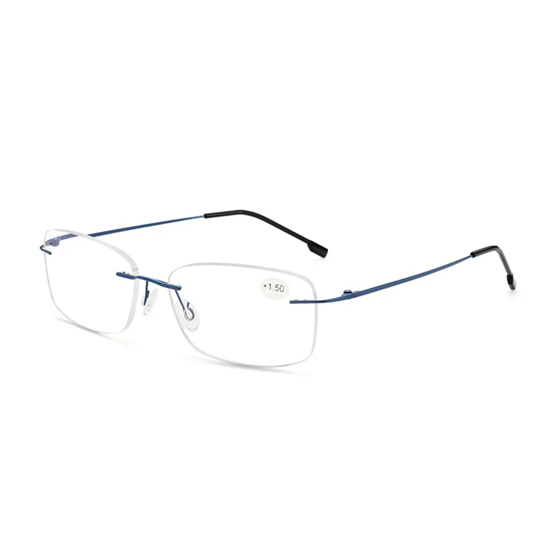 Flexible Women Men Reading glasses 13g Lightweight Rimless Reader Spring Frame Anti-glare CR39 Lenses +100 +150 +200 +250 +400