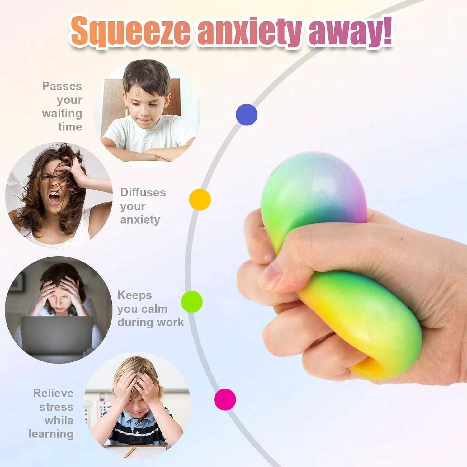 بطيئة الارتفاع كرات الإجهاد لعبة اسفنجي للأطفال البالغين بسط الحسية تململ لعبة للقلق الإجهاد الإغاثة لينة ضغط تململ لعبة #5