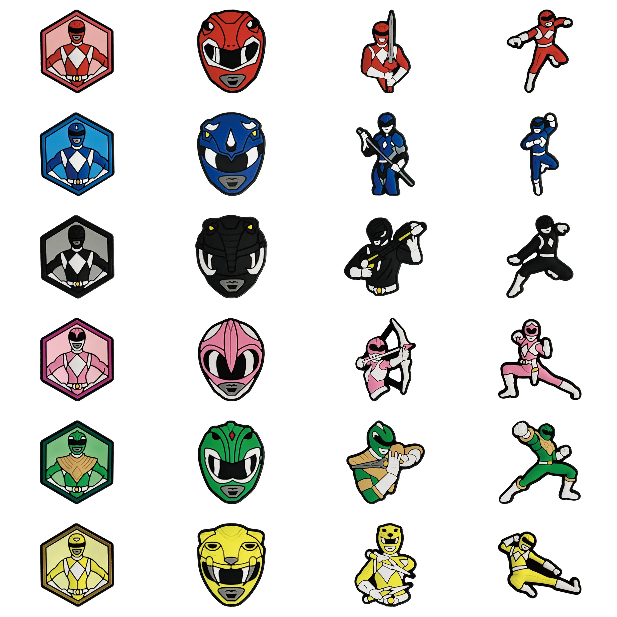 1/24Pcs Multicolor Helmet Cartoon Kids PVC Shoe Buckle Charms Cool Man Sandal Accessories For Holiday Gifts