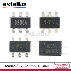 20PCS DW01 DW01A 8205A 8205S SOT23-6 TSSOP-8 SMD 6A 20V Dual N-Channel Enhancement Power MOSFET Chip SMD Battery Protection IC