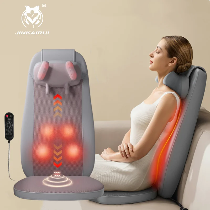 

Electric Back Massager Vibrating Cervical Massage Chair Seat Cushion for Body Shiatsu Heated Kneading Relaxarion Home Office Use