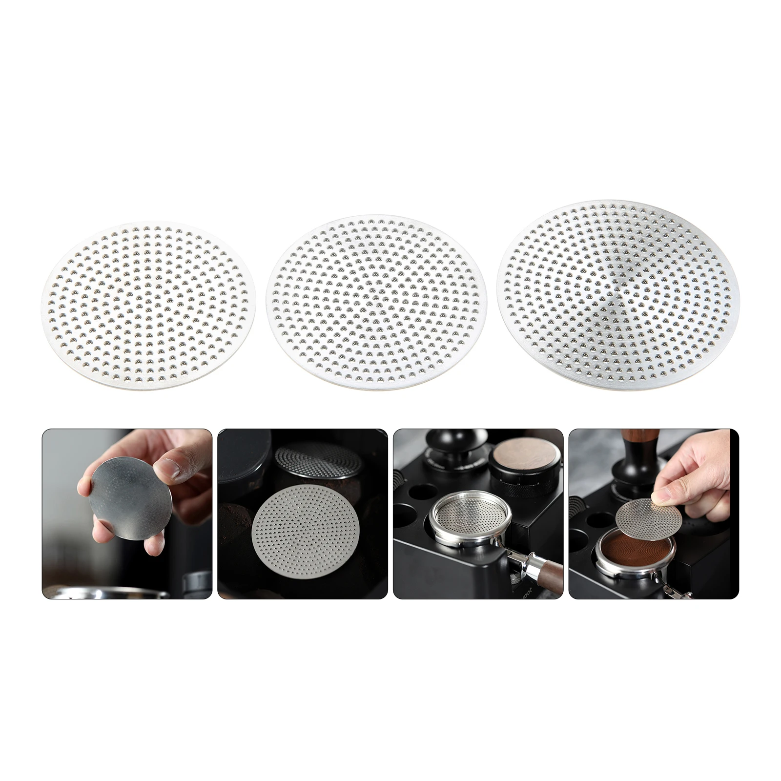 1pc Espresso Puck Screen 51/53/58mm 304 Stainless Steel 0.8mm Thickness Reusable Coffee Filter Dual-layer Structure Professional