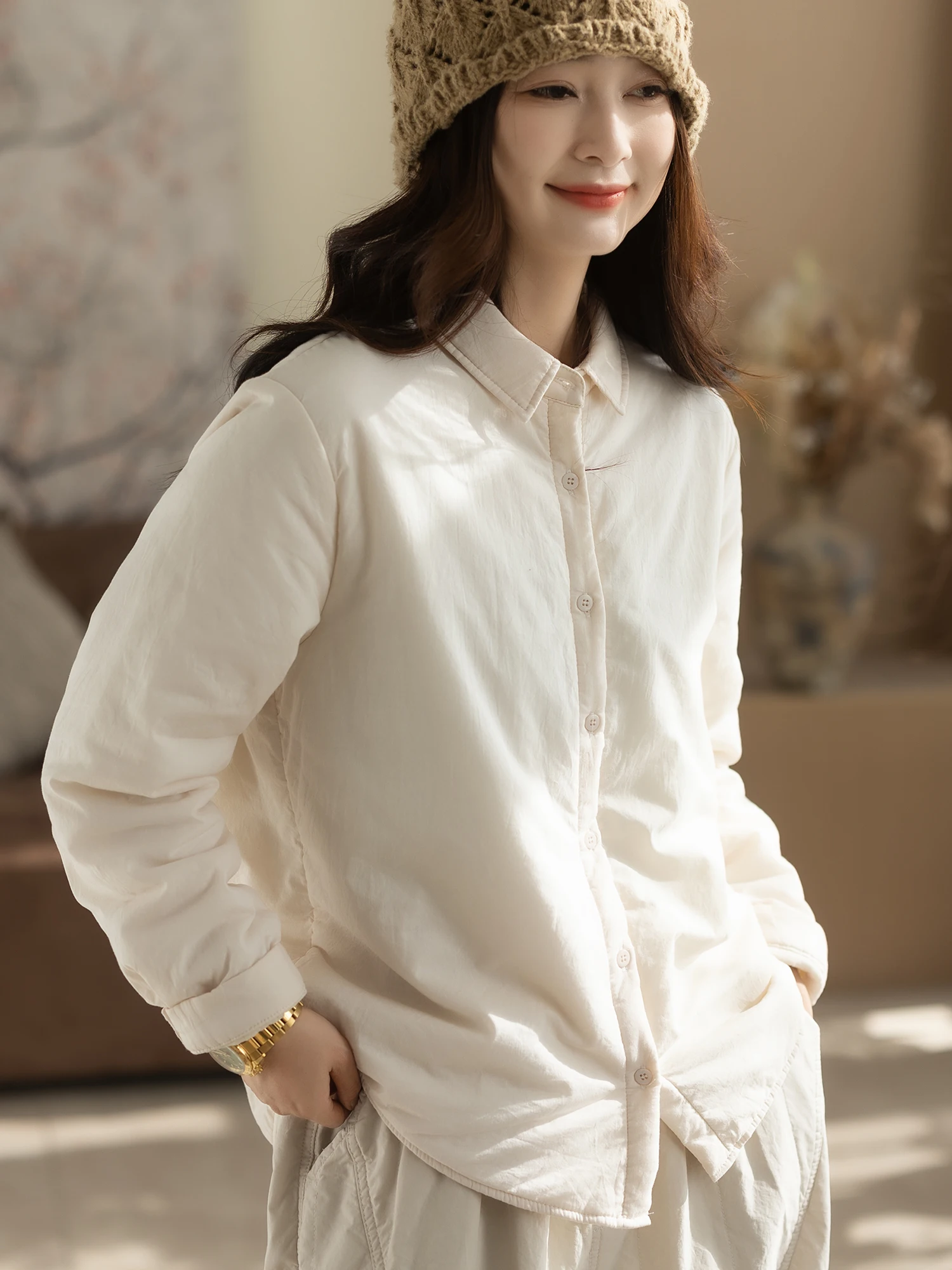 

Повседневная хлопковая куртка для женщин: зимняя модная черная верхняя одежда из чистого хлопка с подкладкой, удобная теплая женская куртка