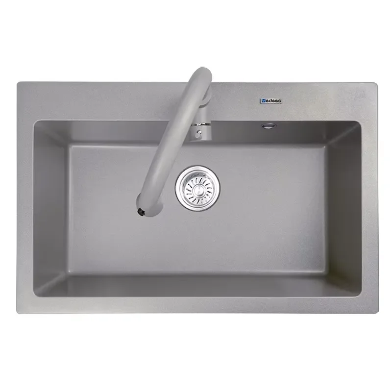 CE Certificated Handmade Single Bowl Kitchen Sink Undermounted Quartz Stone Stainless Steel Drainboard Nano Available One Two