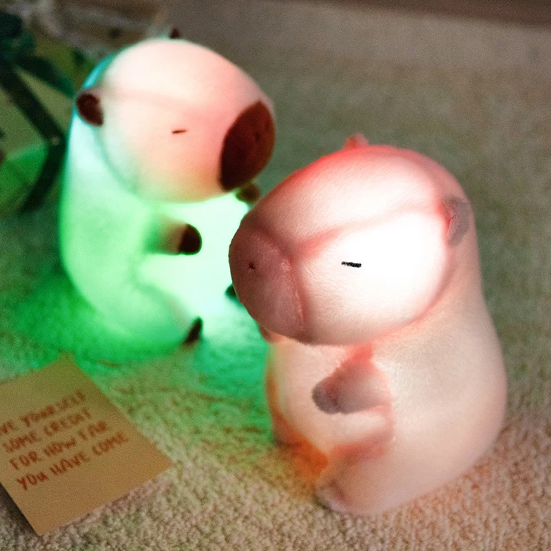 24 ซม.Light up Capybara ตุ๊กตาสัตว์ Soft Plush ของเล่นที่มีสีสัน LED Night Light Capybara ของเล่นเด็กวันหยุดเด็กของขวัญวันเกิด