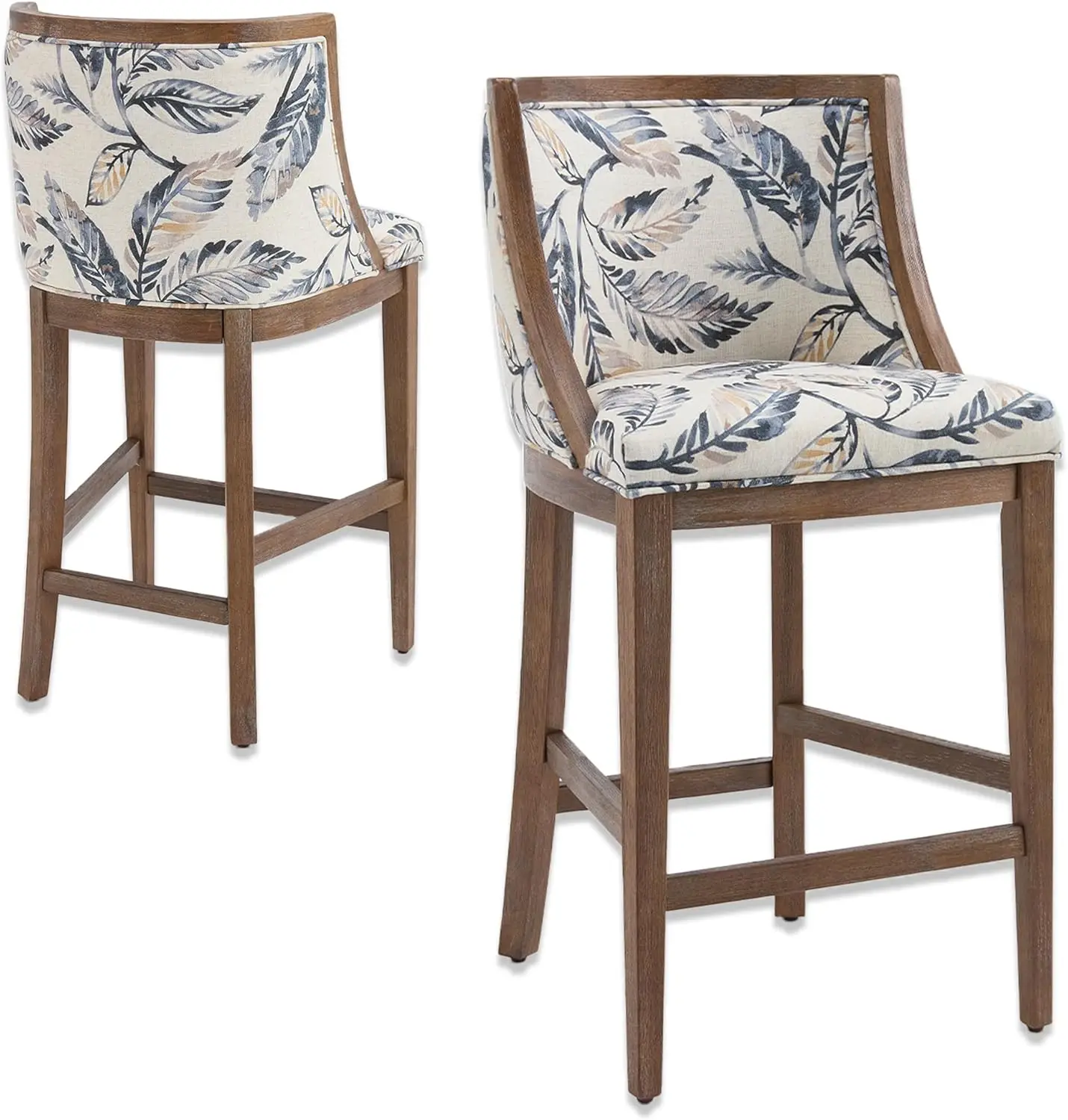 Farmhouse Bar Stools Set Of 2 Counter Height Barstools With Curved Back Upholstered Counter Stools For Kitchen Island Bar Pub