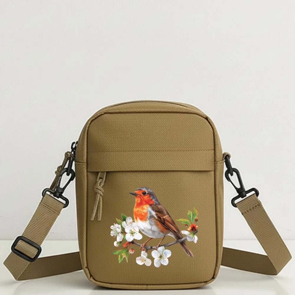 

Trendy Spring Floral Robin Bird Crossbody Bag with Detachable Strap, Large Capacity Shoulder Purse for Travel, Party, School