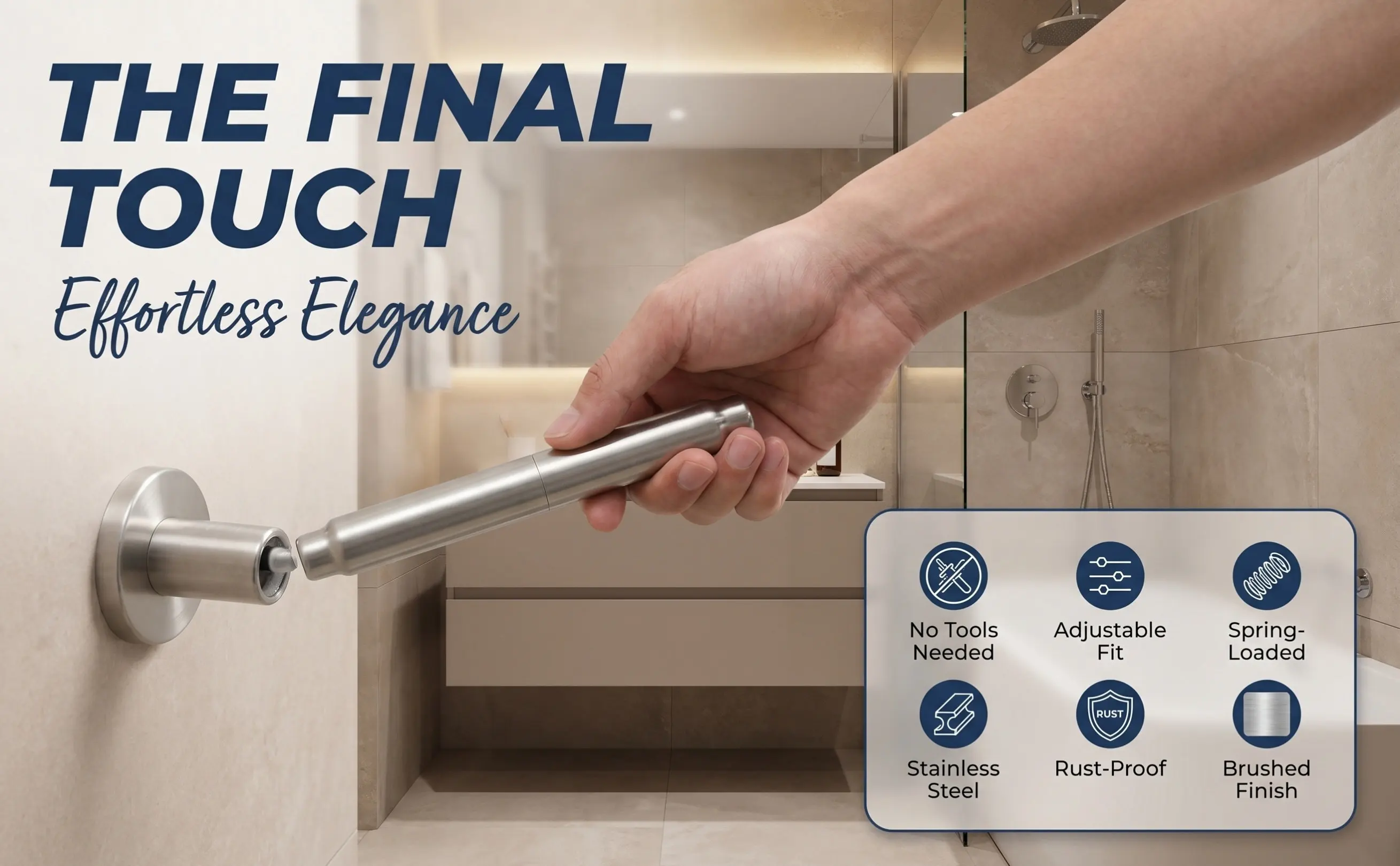 Stainless Steel Toilet Paper Holder Replacement Rod Spring Loaded Telescopic Design Chrome Finish for Bathroom Tissue Rolls Easy