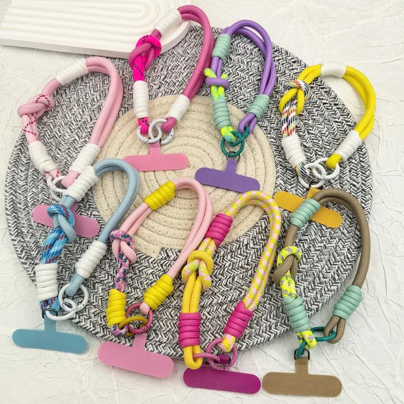 

1Pcs Universal Cell Phone Lanyard Made Of Woven Rope DIY Accessory Pendant With Fresh Color Combo Cartoon Wrap