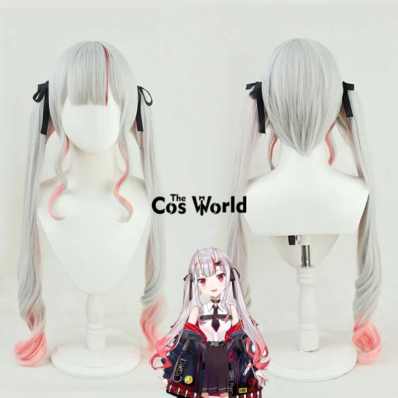 Virtual YouTuber VTuber Hololive Nakiri Ayame Anime Cosplay Wigs Fiber Heat Resistant Synthetic Hair + Wig Cap