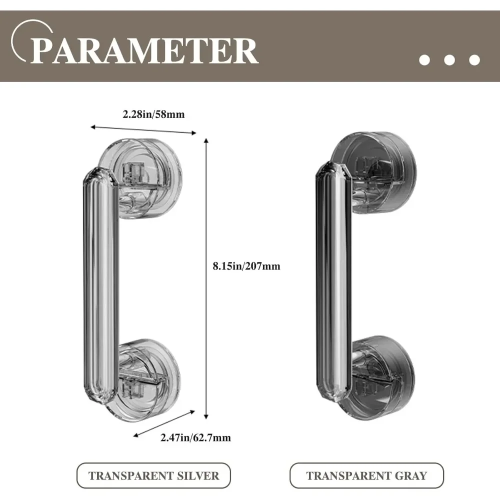 

Anti Slip Shower Handle Waterproof Suction Cup Handle Required Safety Grab Bar for Bathroom Bathtub Glass Door Bathroom Accesso