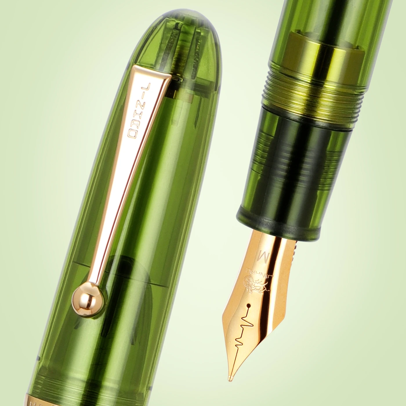 Imagem -03 - Jinhao Limited Heartbeat Fountain Pen m Nib Verde Azeitona Transparente Barril para Assinatura de Caligrafia A7555 9019