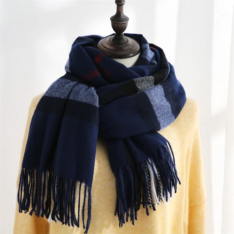 Fashionable Plaid Scarf for Women Autumn and Winter Imitation Cashmere Scarf Mid-length Warm Scarf Shawl Sweet Scarf Cute Scarf