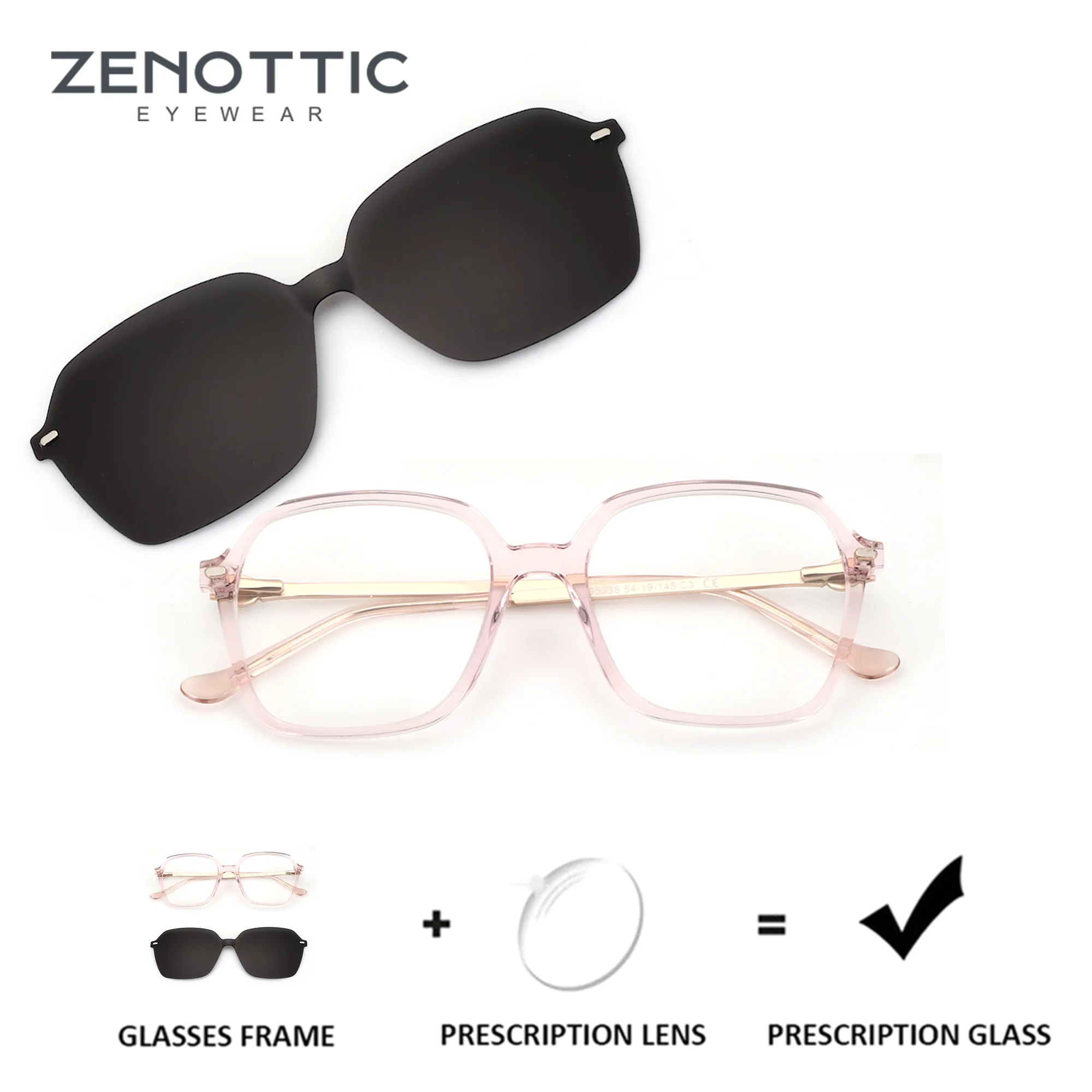 

Очки ZENOTTIC с магнитными клипсами из ацетата в форме шестиугольника для женщин, оптические линзы для коррекции близорукости, прогрессивные очки с диоптриями по рецепту