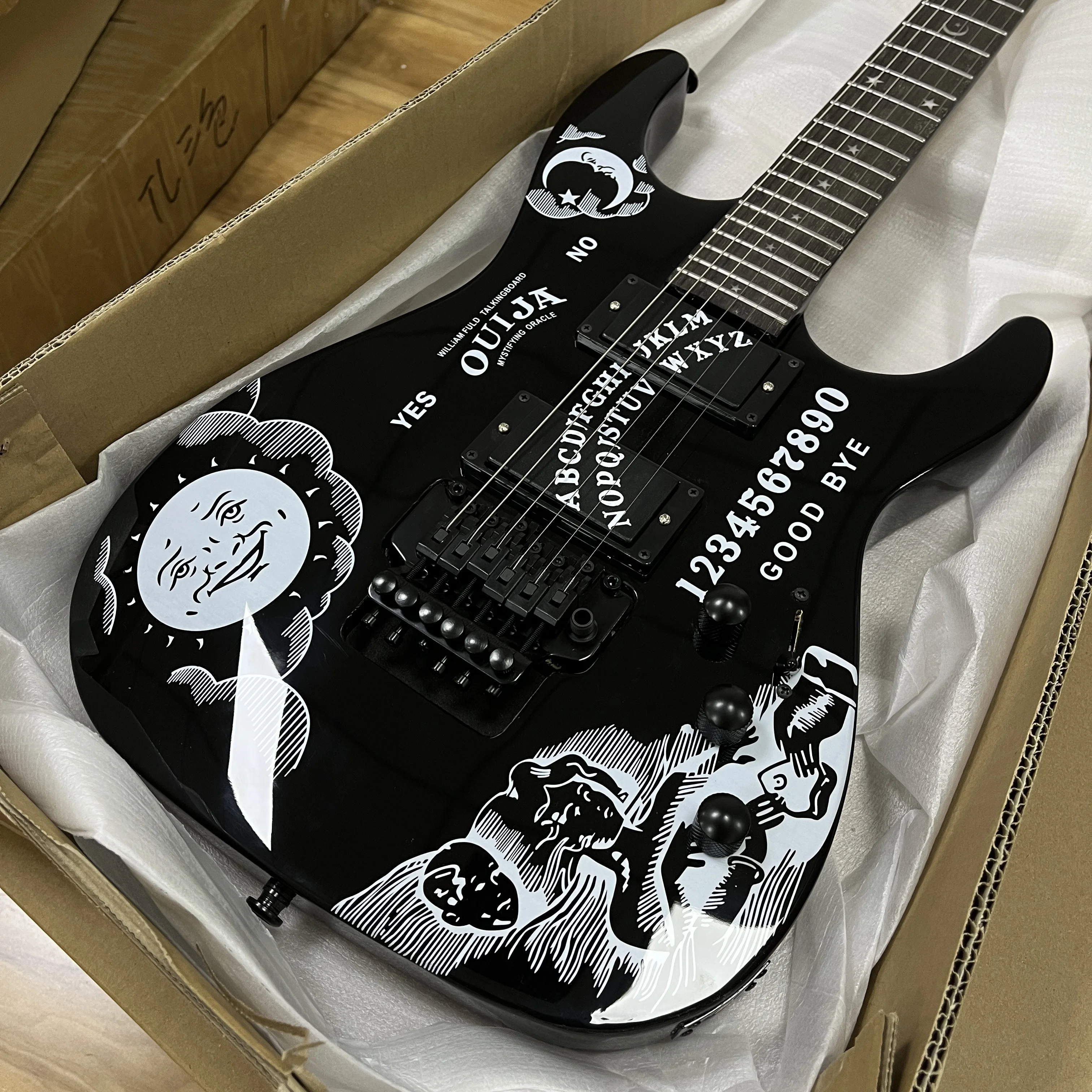 Guitarra eléctrica esp KH-2 Black Ouija Kirk Hammett con pastillas HH, cuerpo de caoba, regalo temático de guitarra eléctrica, envío gratis