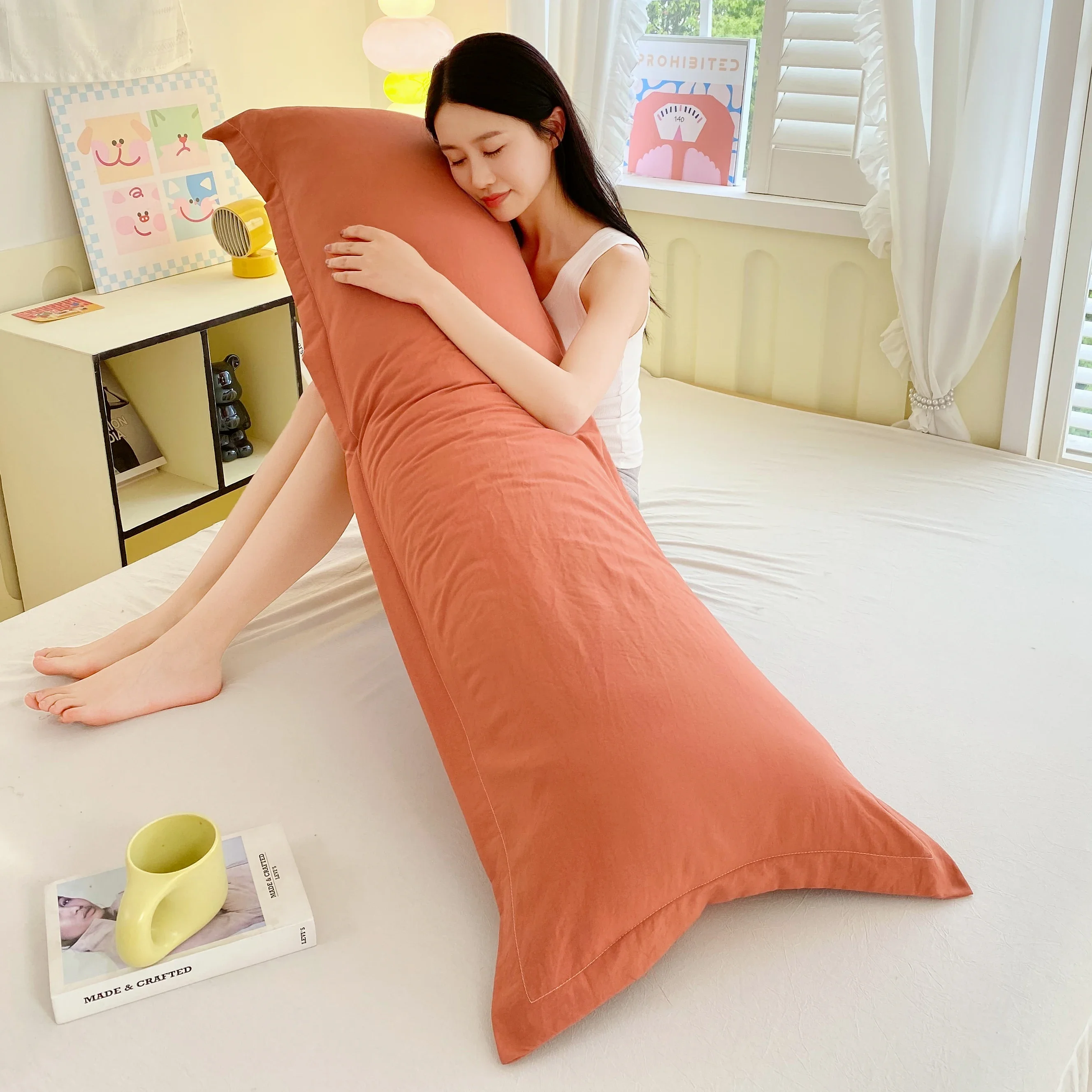 Linen Body Pillowcase Sleeping Long Pillow Case Large Size Cushion Hugging Pillow Cover for Bed Home Decor 100/120/150/180cm