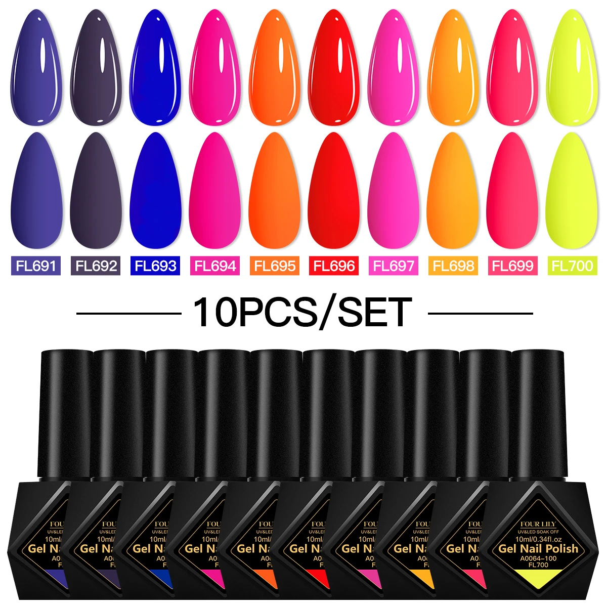 FOUR LILY 10 pièces/ensemble série violette Gel vernis à ongles 10ml lavande Taro violet Nail Art longue durée UV Gel vernis Kit manucure