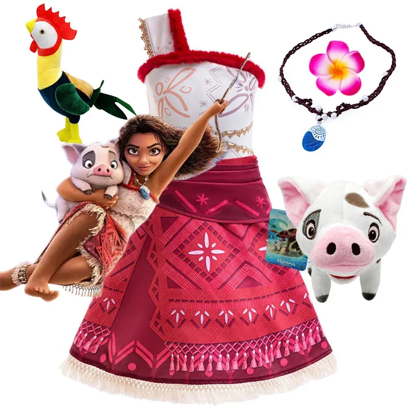 2025 Disney New Movie Moana 2 Girls Cosplay Princess Dress Halloween Party Costume Fancy Clothes Children Vaiana Outfit Dresses