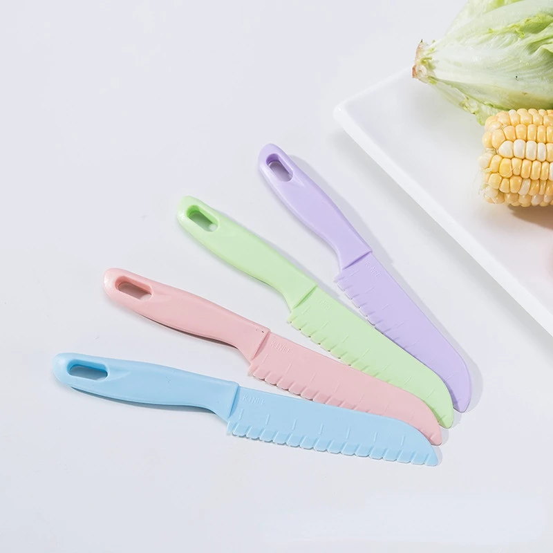 Sawtooth Cutter Plastic Fruit Knife Safe Kitchen Knife Kids Chef For Bread Lettuce Toddler Cooking Knives Children Paring Knives