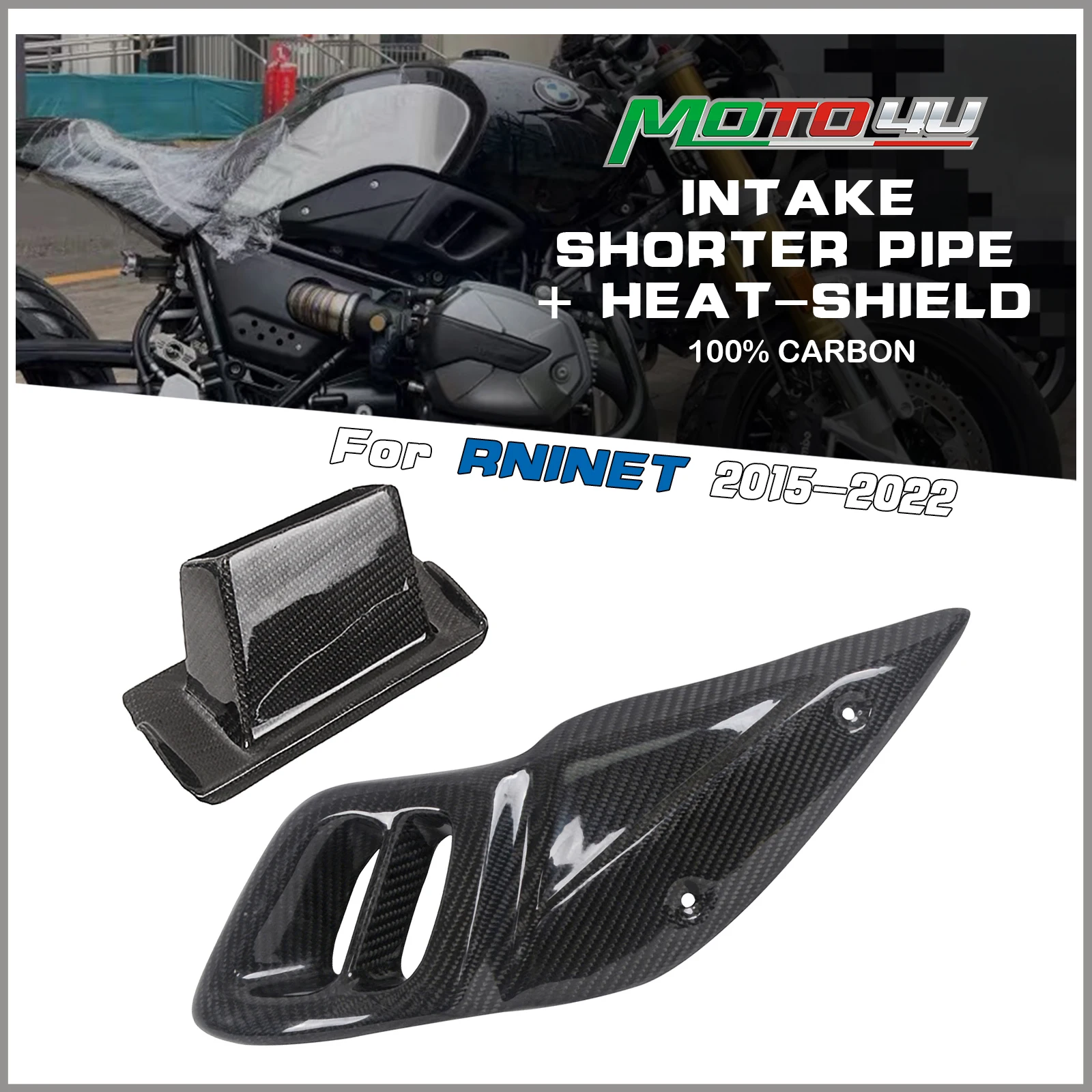 New For BMW R NINE T NINET RNINET R9T 2015-2022 Carbon Fiber Motorcycle Intake Shorter Pipe Cover Side Protector Heat-shield