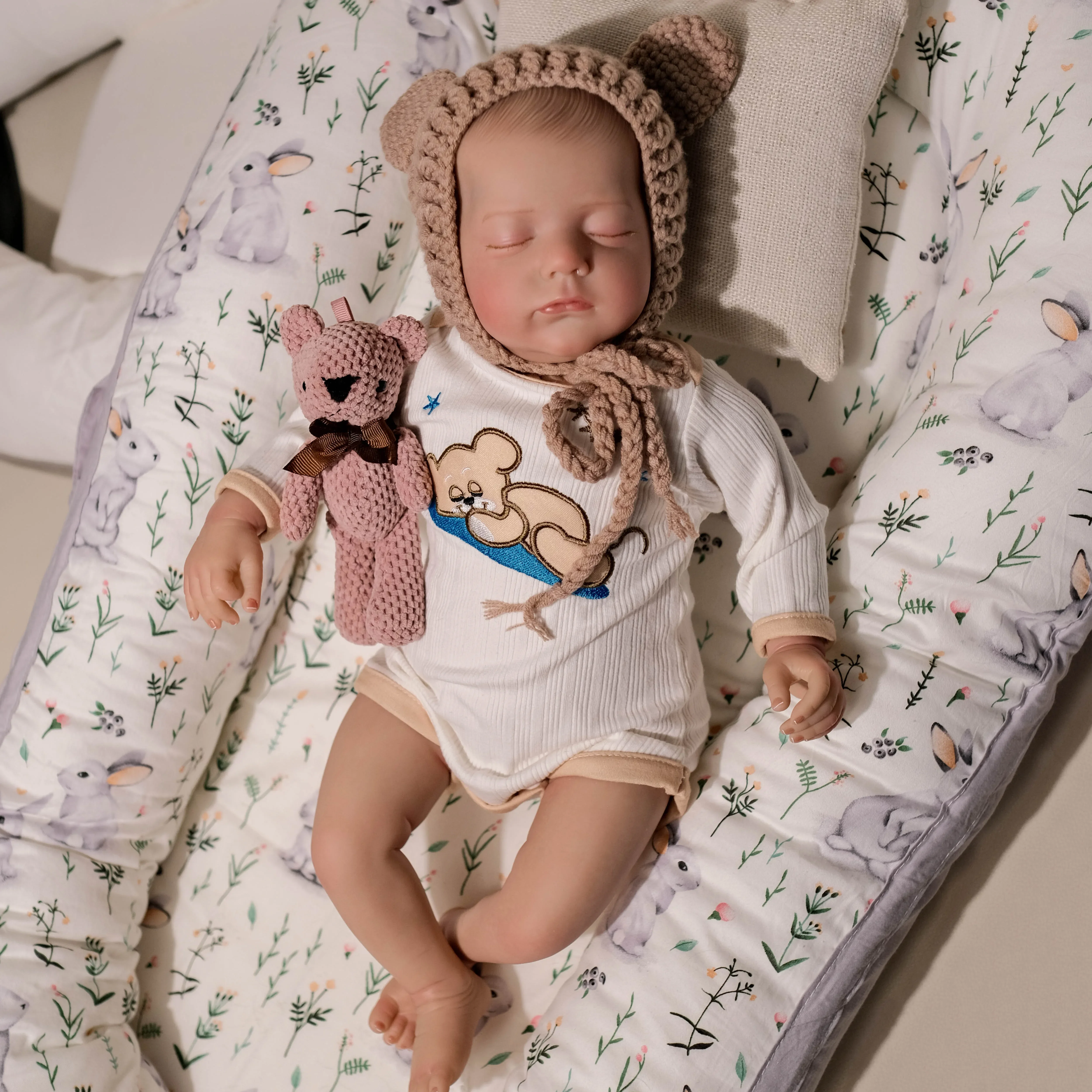 19inch Already Painted Finished Doll Soft Cloth Body Alessia Reborn Sleeping Baby Doll with 3D Skin Multiple Layers Painting